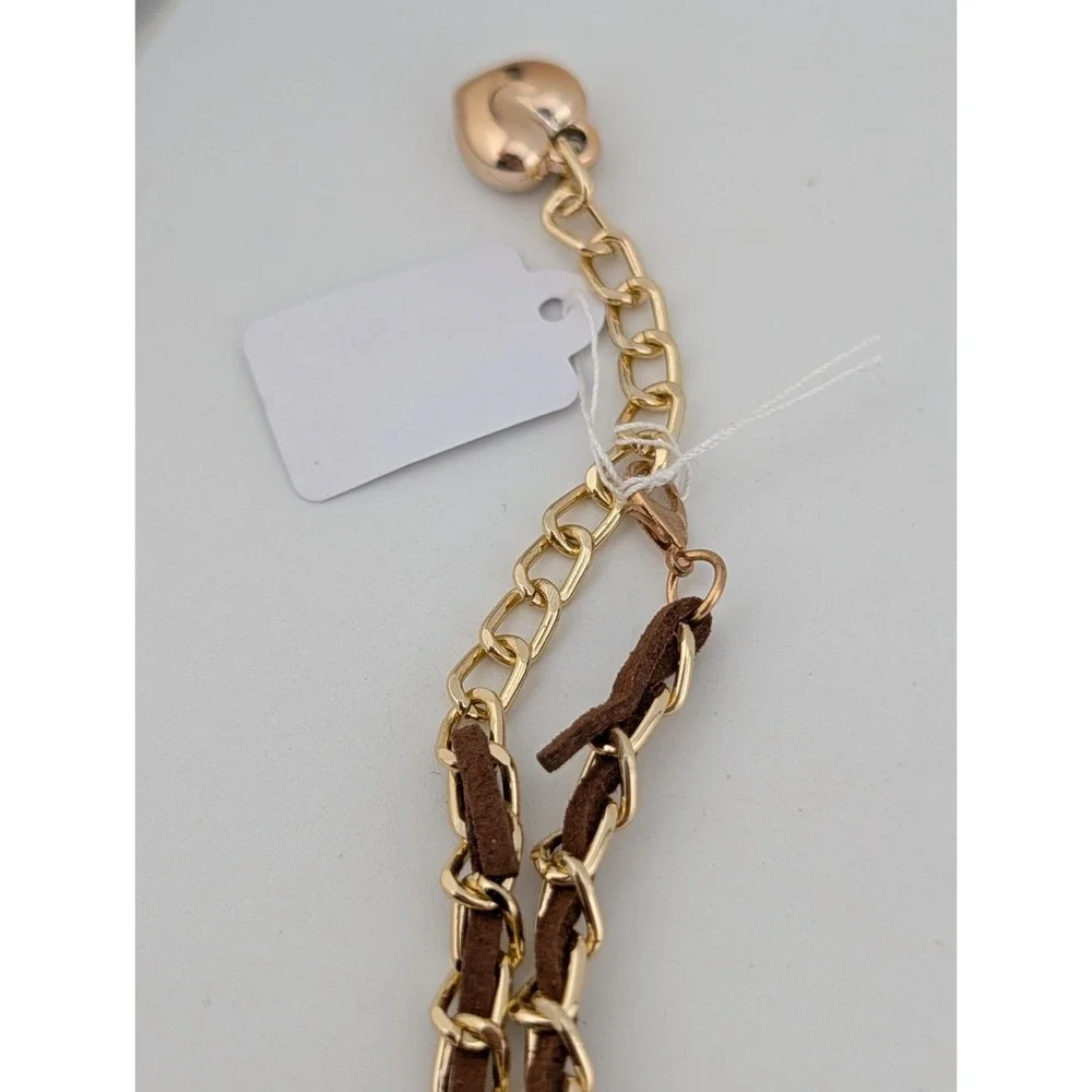 Ailisha Pendant Watch w/ Butterfly Charm 23mm Case Brown/Gold- New Battery